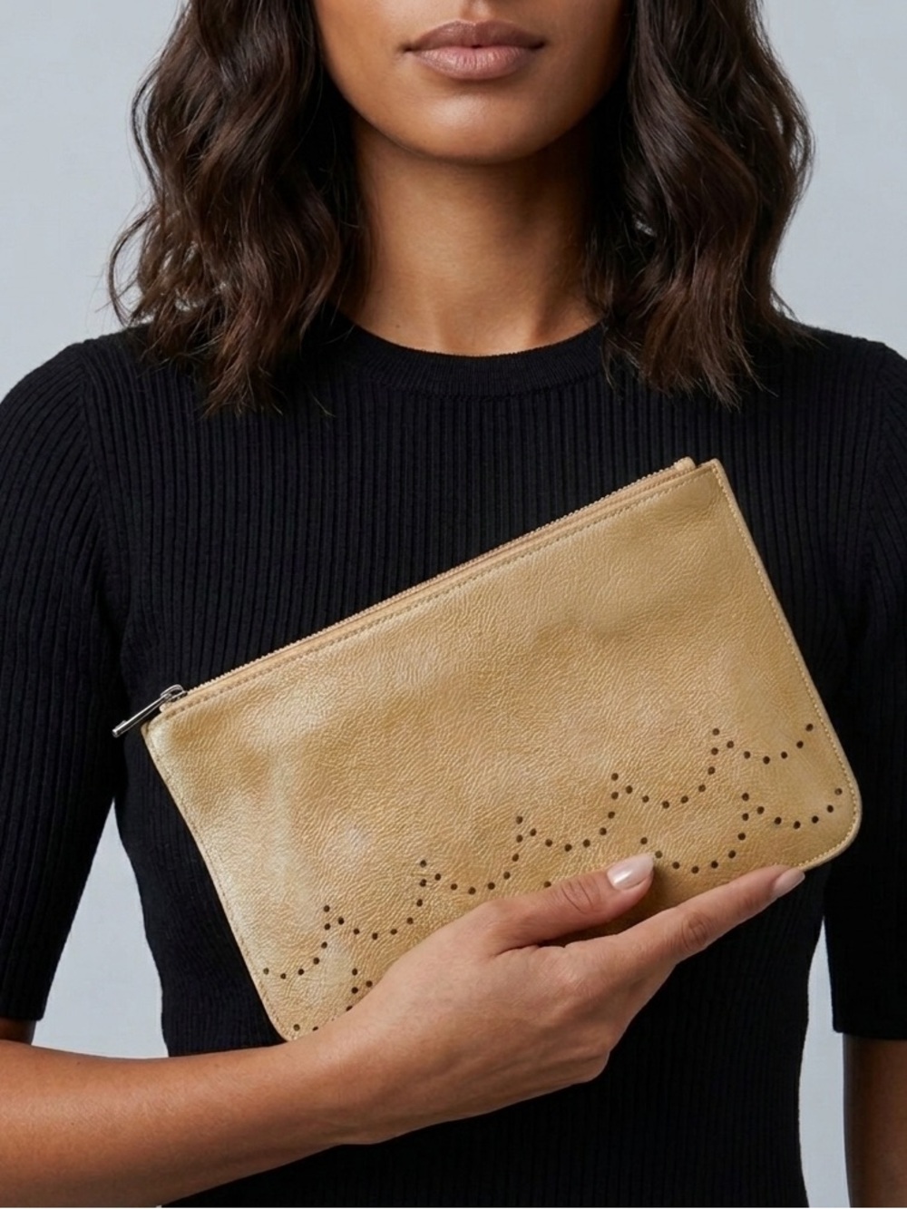 Vivian & Lou Metallic Gold Vegan Leather Pouch